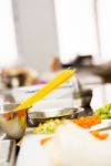 Italian Spaghetti Pasta On Kitchen Stock Photo