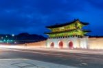 Gyeongbokgung Palace At Night In Seoul, South Korea Stock Photo