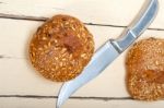 Organic Bread Over Rustic Table Stock Photo