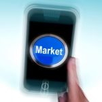 Market On Mobile Phone Means Marketing Advertising Sales Stock Photo