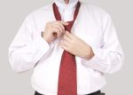 Wearing Necktie Stock Photo