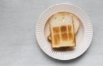 Fresh Toast On Round Plate Stock Photo