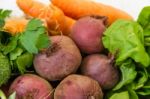 Variety Of Vegetables Grown In The Organic Garden Stock Photo