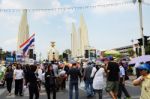 Bangkok - November 11 : The Democrats Are On The March At Democr Stock Photo