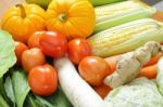 Fresh Vegetables Arrange On The Wood Table Stock Photo