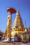 Ancient Buddha Image And Pagoda Statue Stock Photo