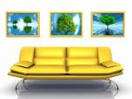 The Yellow Sofa And The Tree Frame Stock Photo