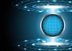 Abstract Technology Digital Circle With Globe Stock Photo