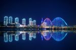 Expro Bridge At Night In Daejeon,korea Stock Photo