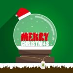 Merry Christmas Text In Snow Globe Stock Photo