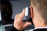 Businessman Talking Over Phone Stock Photo