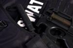 SWAT Armor And Rifle Stock Photo