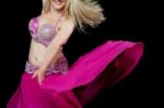 Exotic Belly Dancer Isolated On Black Stock Photo