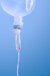 Infusion Bottle With Saline Solution For Patient Stock Photo