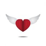 Heart With Wings Love Flat Design Icon  Illustration Stock Photo