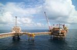 Offshore Construction Platform For Production Oil And Gas Industry Stock Photo