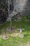 Scarecrow In A Garden In Citta Alta Bergamo Stock Photo