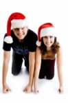 Couple Wearing Christmas Hat Stock Photo