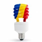 Flag Of Romania On Bulb Stock Photo