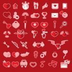 Set Valentine's Day Objects, Love Icon Stock Photo