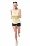 Fitness Woman Jogging, Isolated On White Stock Photo