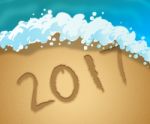 Twenty Seventeen Indicates Happy New Year And Annual Stock Photo