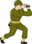 World War Two American Soldier Binoculars Cartoon Stock Photo