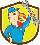 Turkey Mechanic Spanner Shield Cartoon Stock Photo