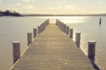 Pier On The Water In The Town Of Swansea, Tasmania Stock Photo