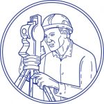 Surveyor Theodolite Circle Mono Line Stock Photo