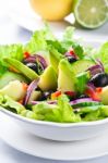 Salad With Avocado Stock Photo