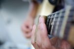 Blues Slide Guitar,electric Guitar Player Performing Song With Slider Stock Photo