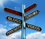 Social Media Signpost Stock Photo