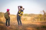 Tourists Are Enjoying The Mountain Stock Photo