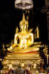 Golden Buddha Statue In The Church Stock Photo