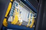 Fiber Optic With Servers In A Technology Data Center Stock Photo