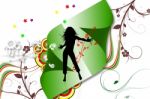 Silhouette Dance Music Stock Photo