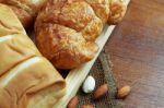 Bread On Wooden Stock Photo