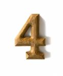 Wooden Numeric 4 Stock Photo