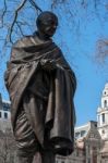 Statue Of Mahatma Ghandi In Parliament Square Stock Photo