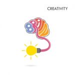 Brain And Light Bulb Symbol Stock Photo