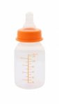 Side Baby Milk Bottle On White Background Stock Photo