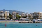 View Of The Lighthouse In Malaga Stock Photo