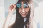 Portrait Of Thai Teen Glasses Beautiful Girl Relax And Smile Stock Photo