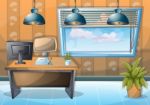 Cartoon  Illustration Interior Classroom With Separated Layers Stock Photo