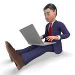 Businessman Typing Means World Wide Web And Biz Stock Photo