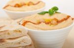 Hummus With Pita Bread Stock Photo