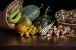 Spices On The Wooden Stock Photo