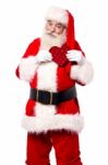 Father Santa Showing A Heart Stock Photo