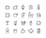 Simple Set Of Beverage  Thin Line Icons Stock Photo